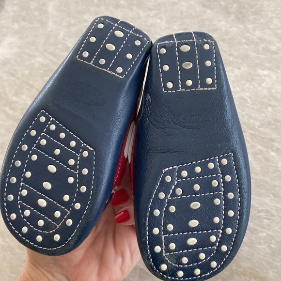 Junior Tod’s Baby leather loafers! Blue / white /red, size 20 - Picture 6 of 10